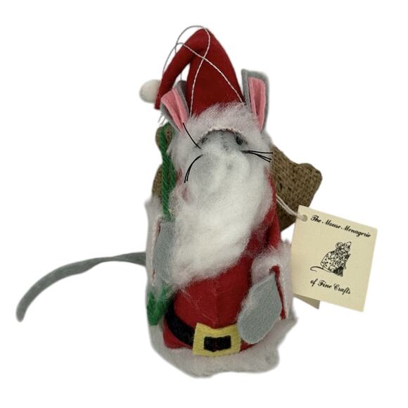 Festive Vintage Handcrafted Wool Felt Mouse Santa Claus Ornament XMAS Friends - Picture 12 of 12